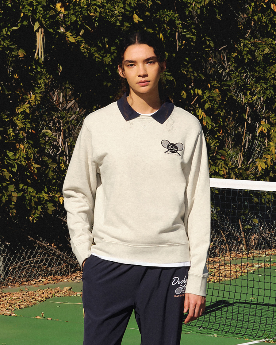 (image for) Generous Racquet Club Collared Sweatshirt, Relaxed Fit